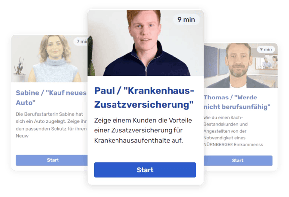 Training card showing related scenarios with insurance