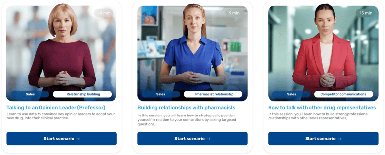 Coaching scenarios for Pharma sales representatives