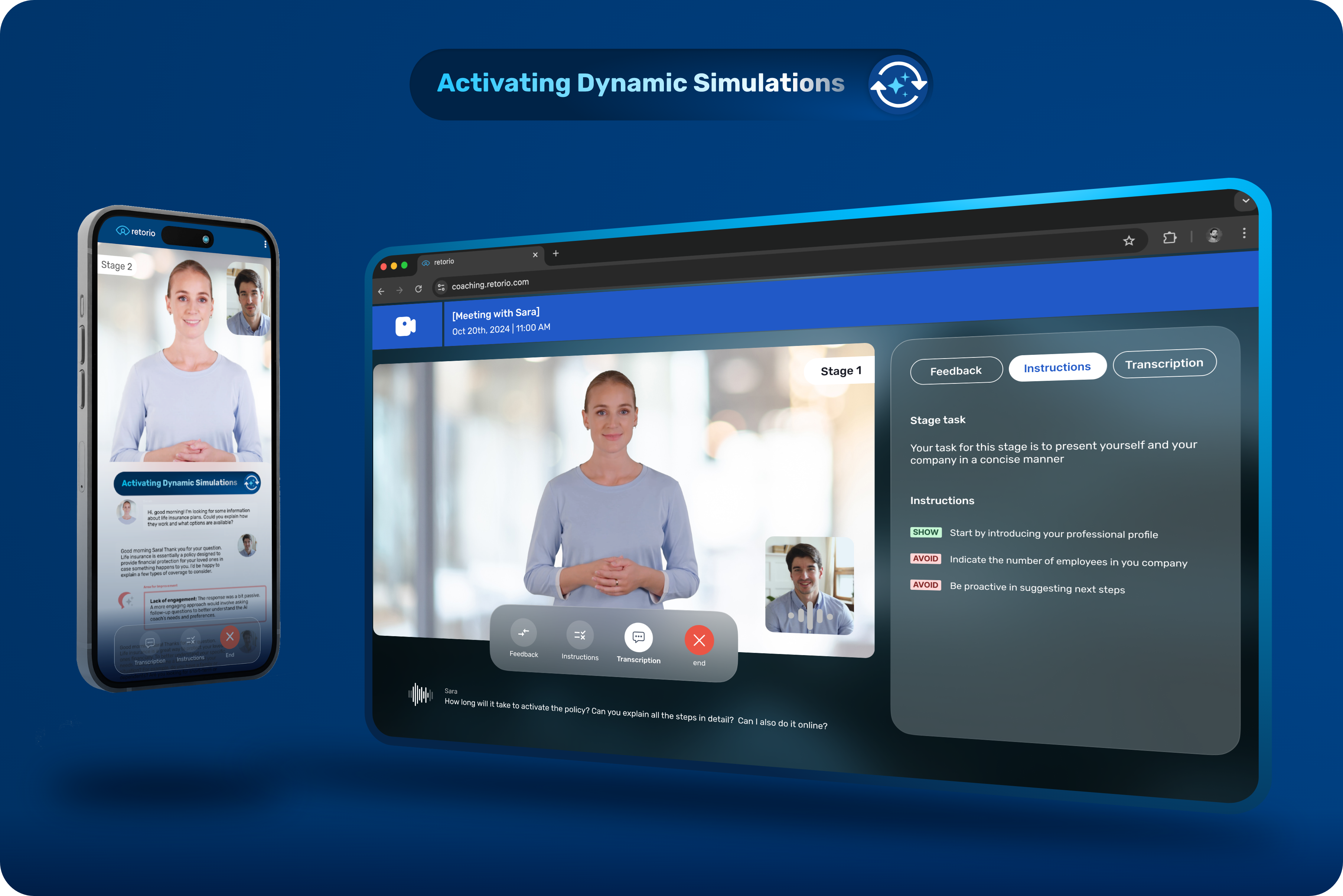 Retorio AI Sales Coaching Interface