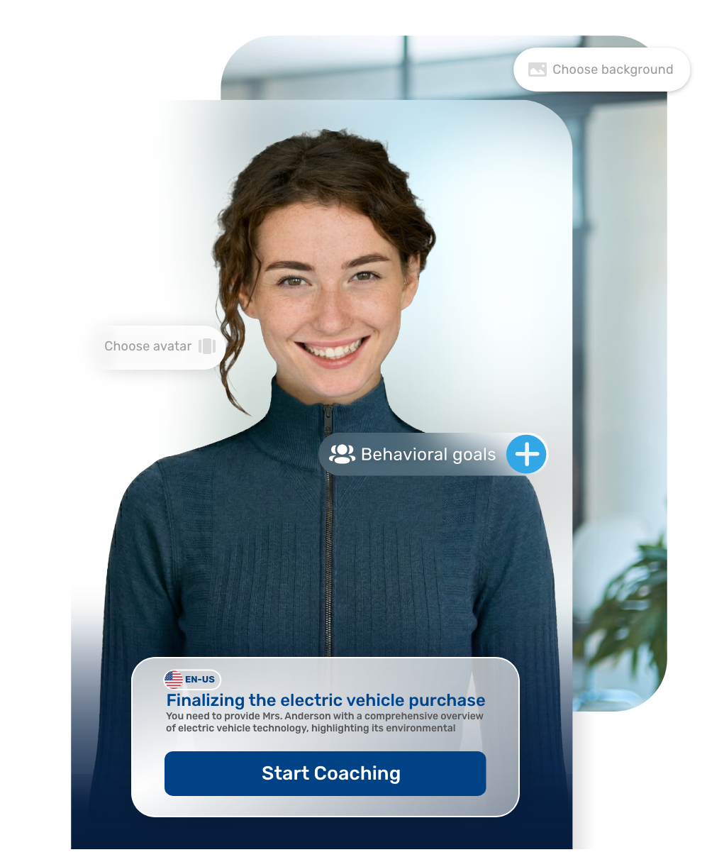 Retorio library of photo-realistic AI virtual customers used for behavioral coaching practice